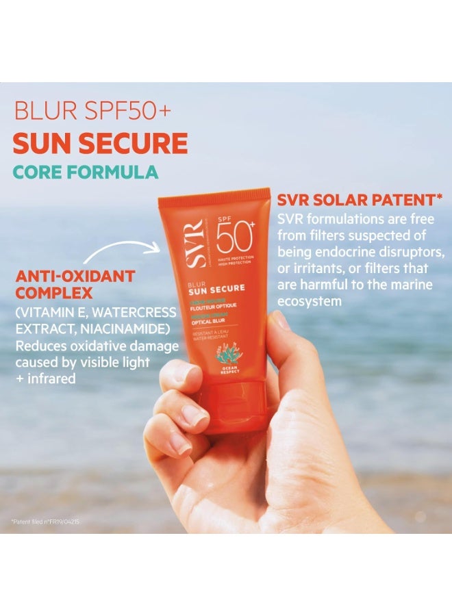 اس في أر واقي الشمس SVR SUN SECURE Blur SPF50+ بتأثير التمويه البصري، حماية عالية، تركيبة تحافظ على البيئة، 50 مل - Image 3